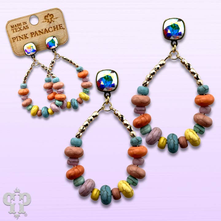 Goutte d'eau multicolore pastel, boucle d'oreille en cristal autrichien, dernier appel pour la vente par Pink Panache Brands