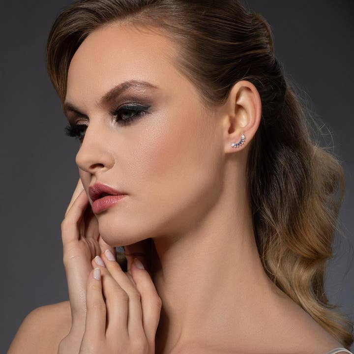 Namana – wholesale Dangle earrings – Rose Gold Ear Climber Earrings with Cubic Zirconia Gemstones