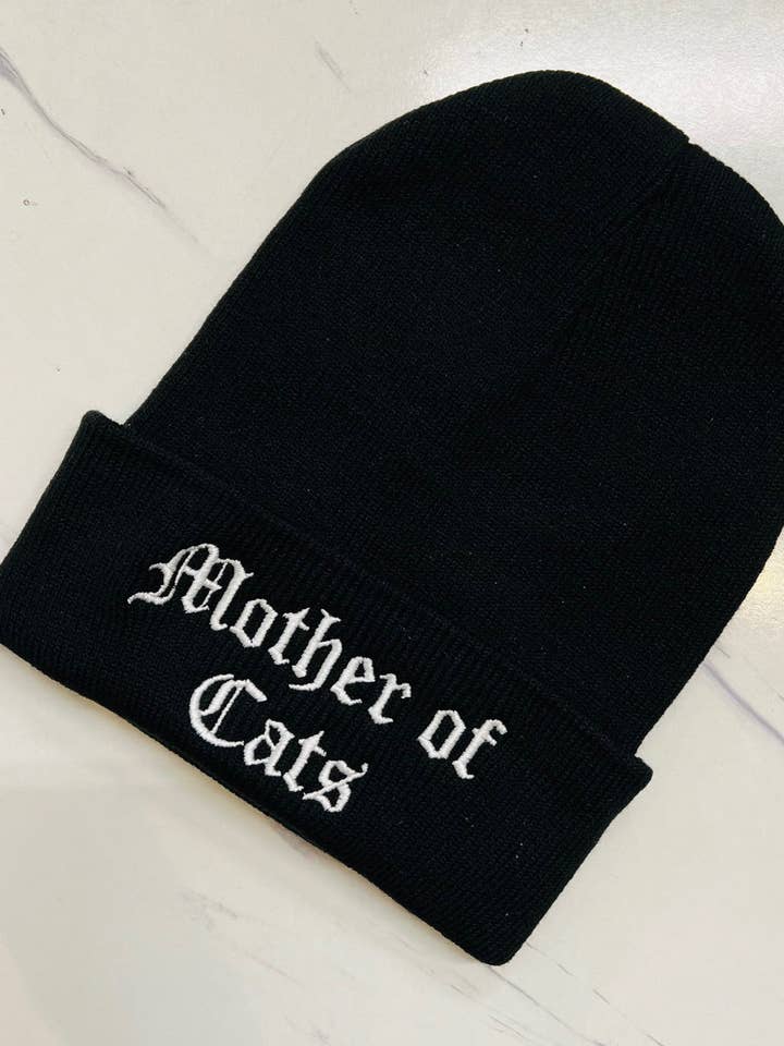 Vegan Beanie - Mother of Cats - READY TO SHIP for wholesale by Witchwood Bags