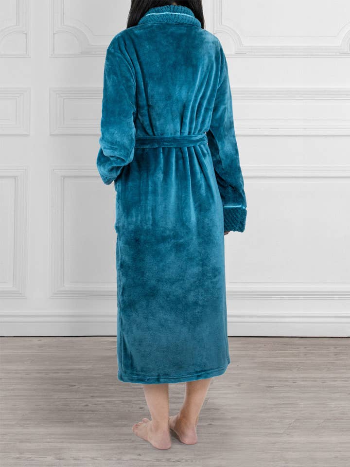 Pavilia - Wholesale Badjas - Dames - Damesbadjas van fleece met satijnen en wafelkanten27