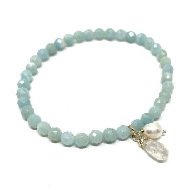 Amazonit-Perlenarmband mit Mondstein/Perle für den Großhandel von Jennifer Shon Jewelry