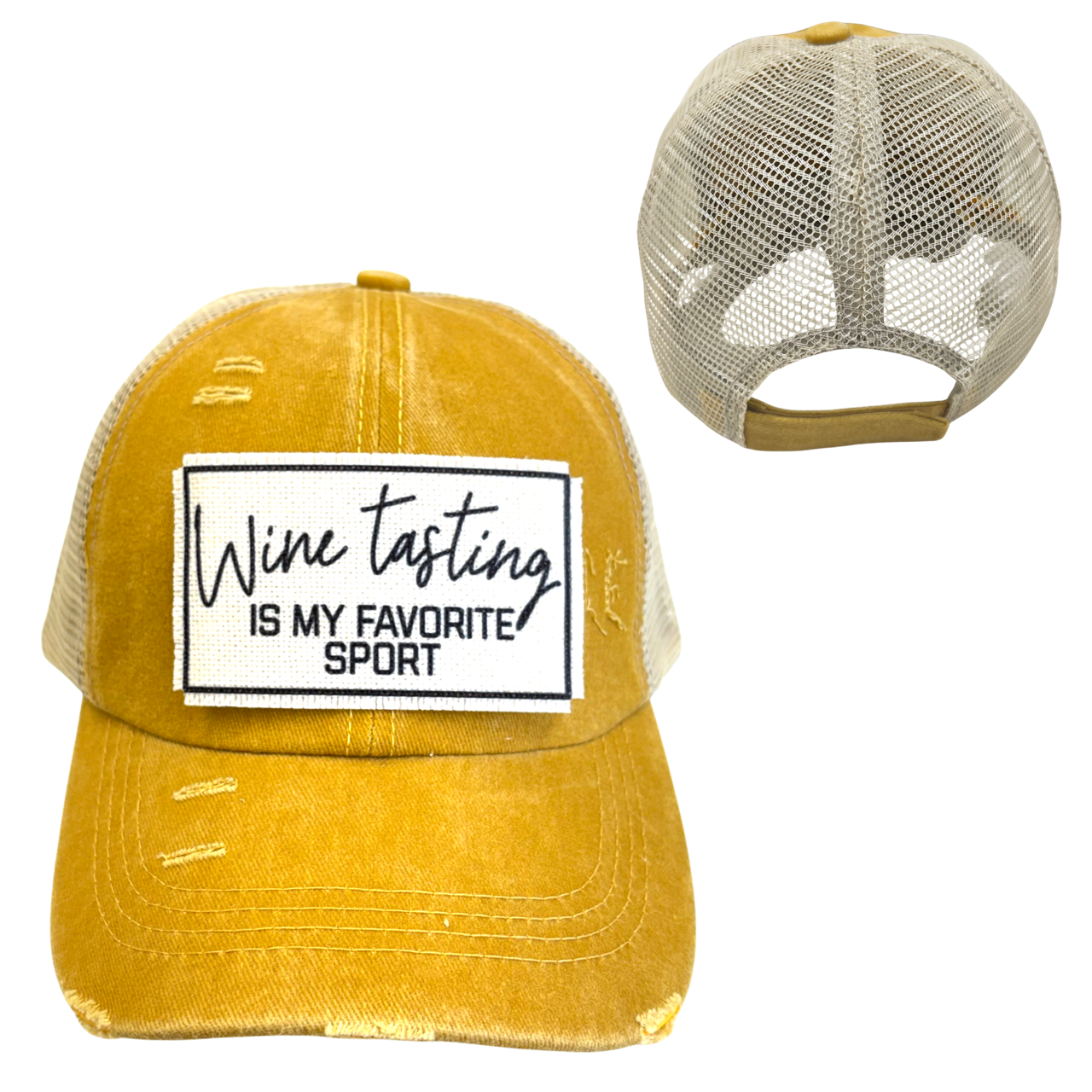 dkhandmade - Wholesale Trucker Hat - Unisex - WINE TASTING IS MY FAVORITE SPORT | UNISEX HAT | DISTRESSED3