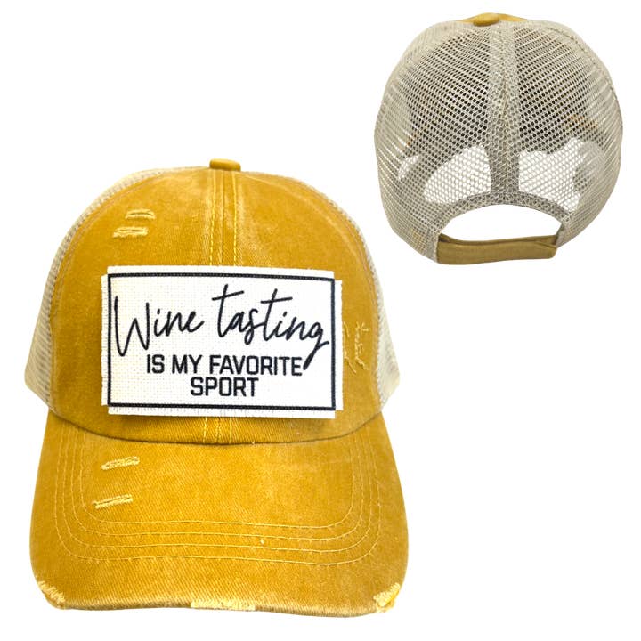 dkhandmade - Wholesale Trucker Hat - Unisex - WINE TASTING IS MY FAVORITE SPORT | UNISEX HAT | DISTRESSED3