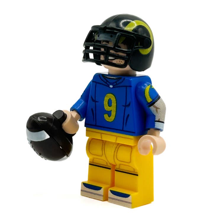 #9 QB LA Football Player Minifig made using LEGO parts for wholesale by B3 Customs