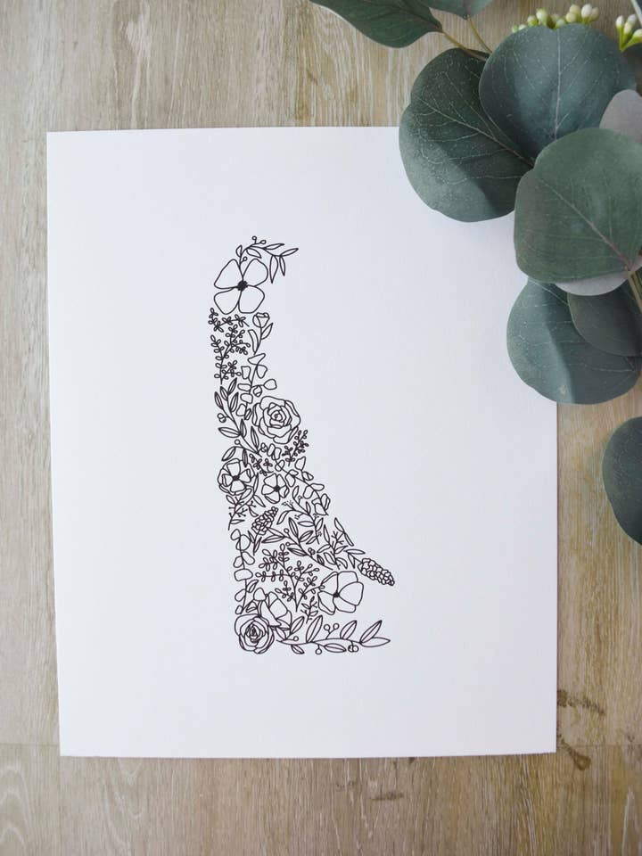 Reproduction artistique florale Delaware 8 x 10 pour la vente par the letters mdn