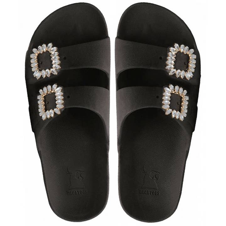 Cacatoès Barra Rhinestones Strass Black Sandals-Women for wholesale by Cacatoès