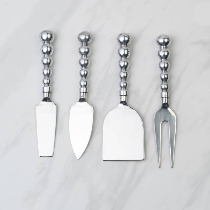 India Handicrafts Inc - Wholesale Cheese Spreader - Aluminum Beaded Cheese Tools, Set of 4