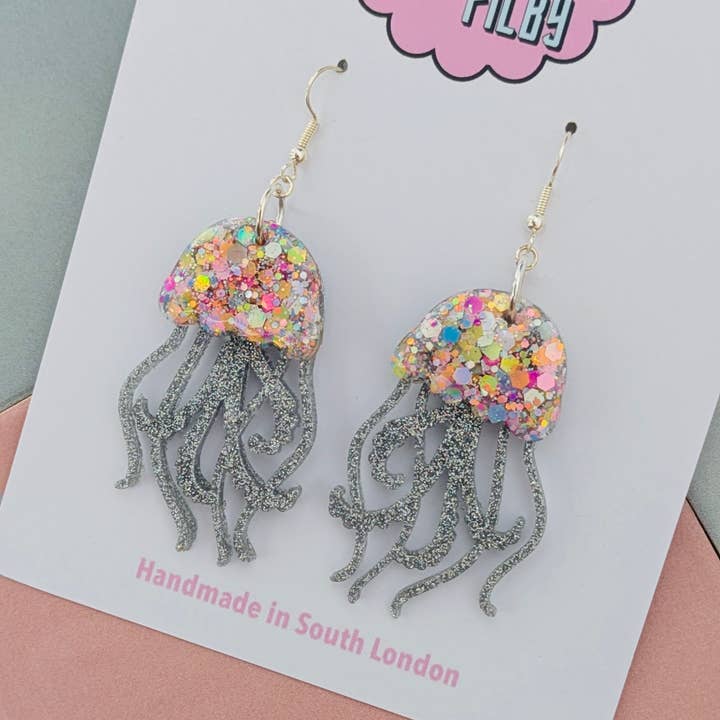 By Heather Filby – wholesale Dangle earrings – JellyFish Glitter Earrings (MORE COLOURS) - Best Seller11