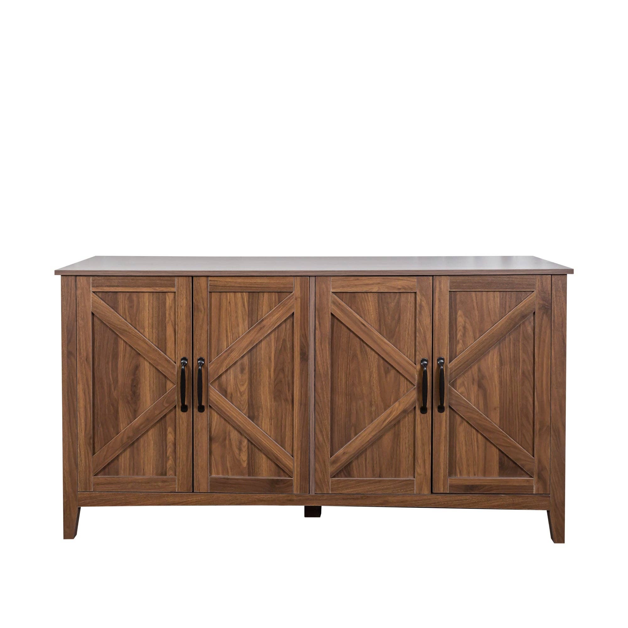 39F Inc. - Wholesale Cabinet - Walnut 4-Door Sideboard with 4 Shelves Freestanding Cabinet6
