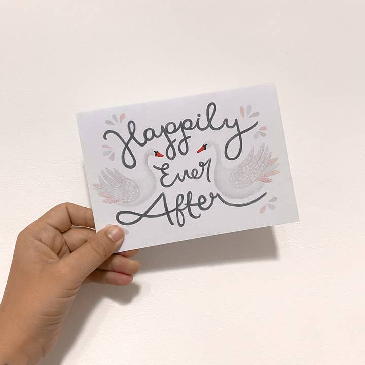 Jade Fisher – Großhandel Hochzeitskarte – Happily Ever After - Hochzeitskarte mit Schwänen2