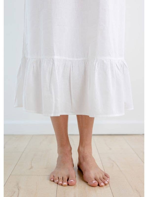 Jacaranda Living - Venta al por mayor Ropa para dormir - Mujer - Camisón de algodón blanco Catherine