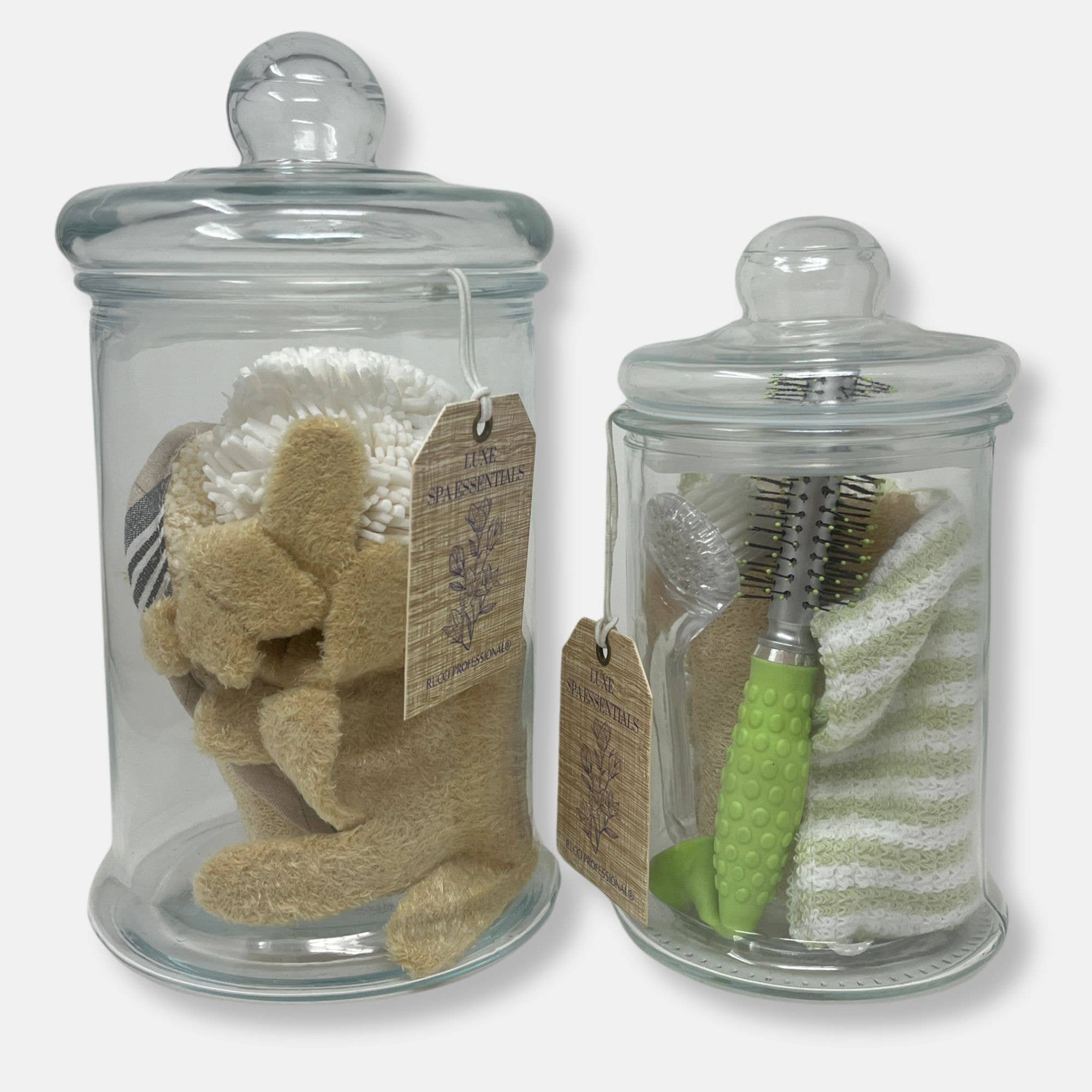 Rucci Professional - Wholesale Jar - Clear Glass Canisters – Airtight Lids, 5× 9.5in & 6×11.5in10