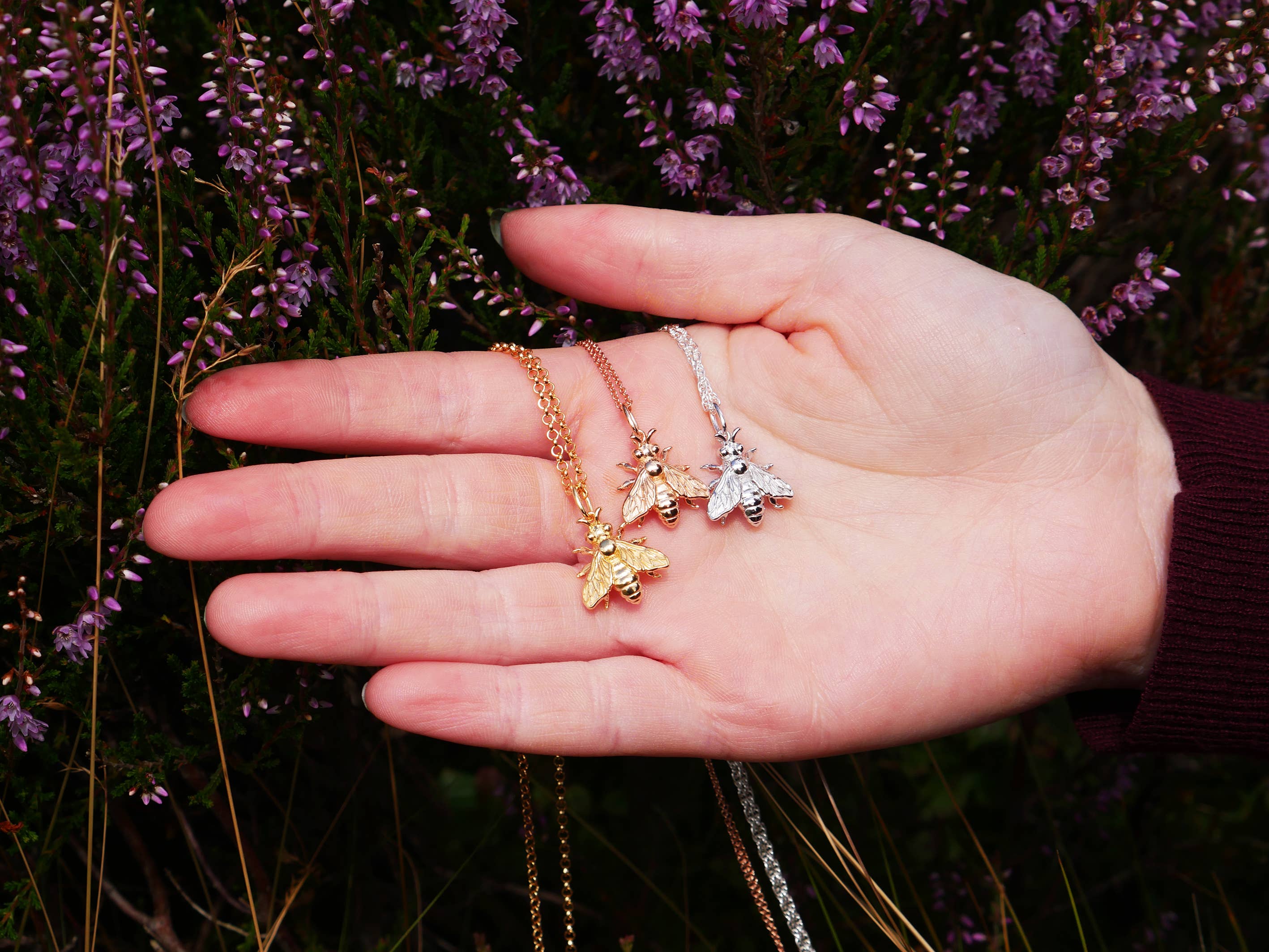 In The Heather – wholesale Pendant/charm necklace – Scottish honey bee necklace in sterling silver15