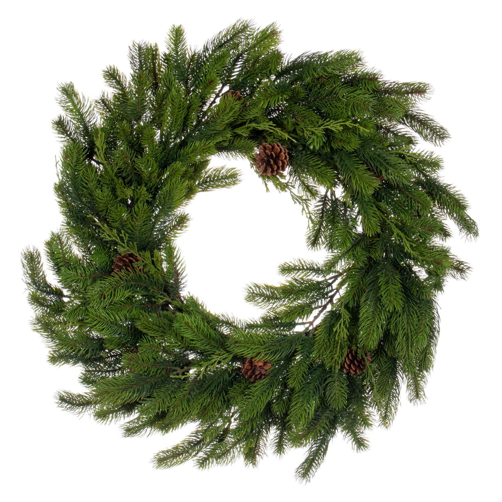 Green Vickerman 28" Holiday Pine Wreath with Cones for wholesale on Faire0