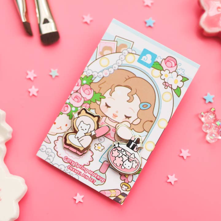 Thousand Skies - Wholesale Lapel Pin/Button - Enamel Pin - Cozy Spring Makeup Pin Set