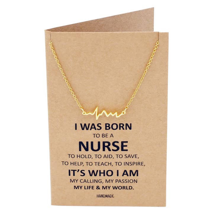 Quan Jewelry - Vendita all'ingrosso Collana con ciondolo/pendaglio - Collana con cardiogramma Macaria, regalo per infermiera27