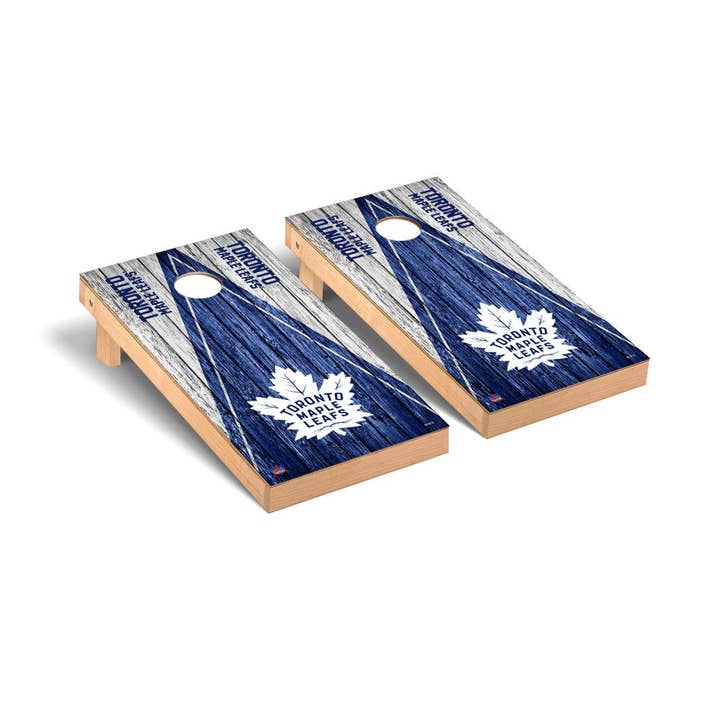 Toronto Maple Leafs Triangle Weathered Cornhole Set for wholesale by Skip's Garage