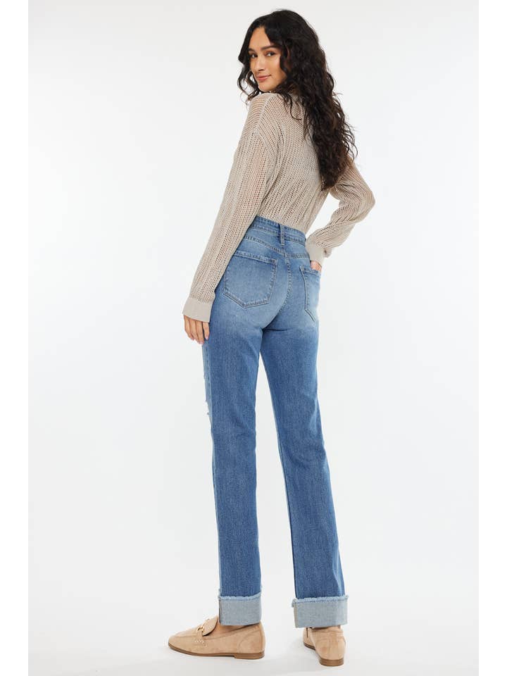 GEMIDDELDE OPEN PACK HIGH RISE STRAIGHT JEANS-KC20065M voor groothandel op Faire5
