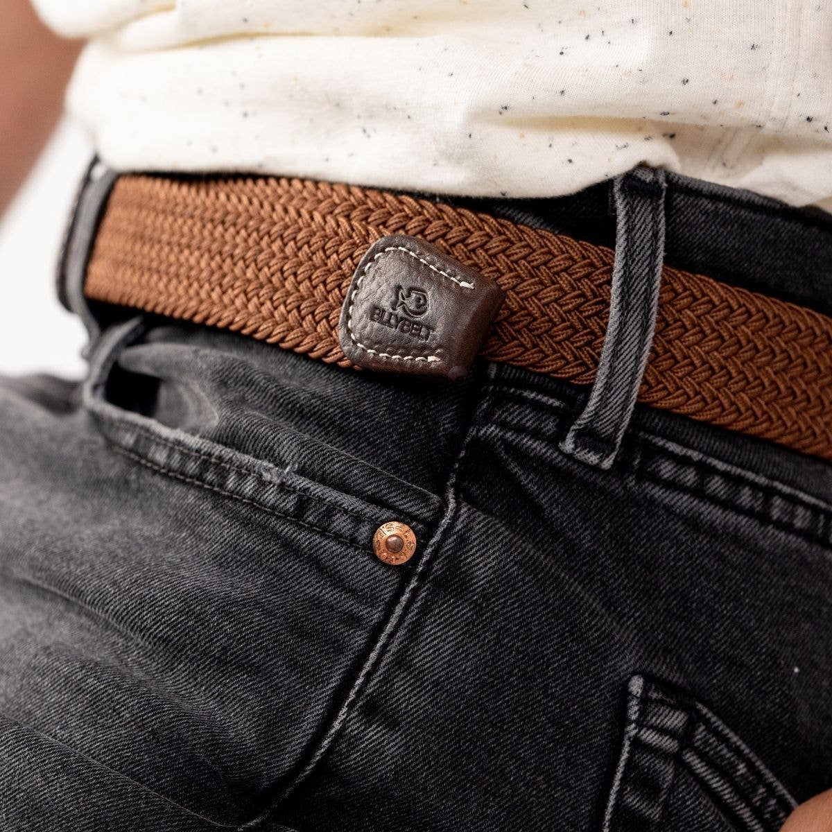 BILLYBELT - Wholesale Belt - Men's - Camel brown elastic braided belt3