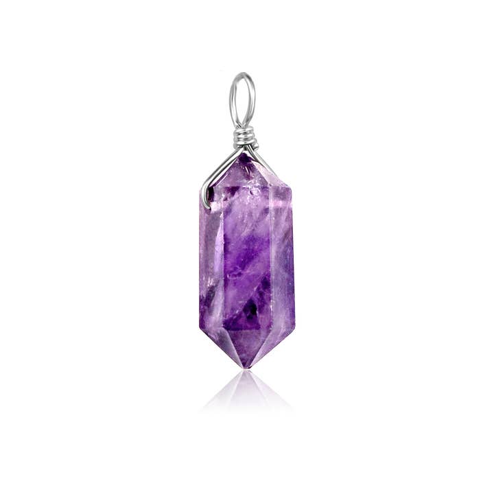 Large Double Terminated Amethyst Crystal Pendant for wholesale by Luna Tide