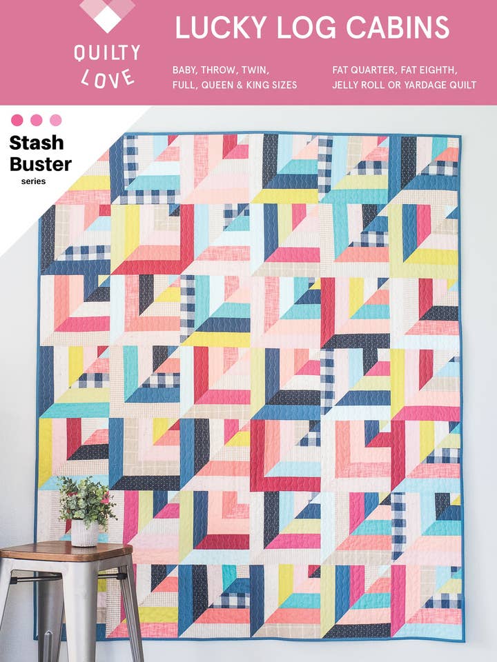 Lucky Log Cabins PAPER Quilt Pattern for wholesale by Quilty Love