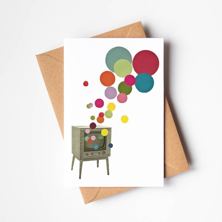 Carte de vœux de télévision en couleur pour la vente par Cassia Beck