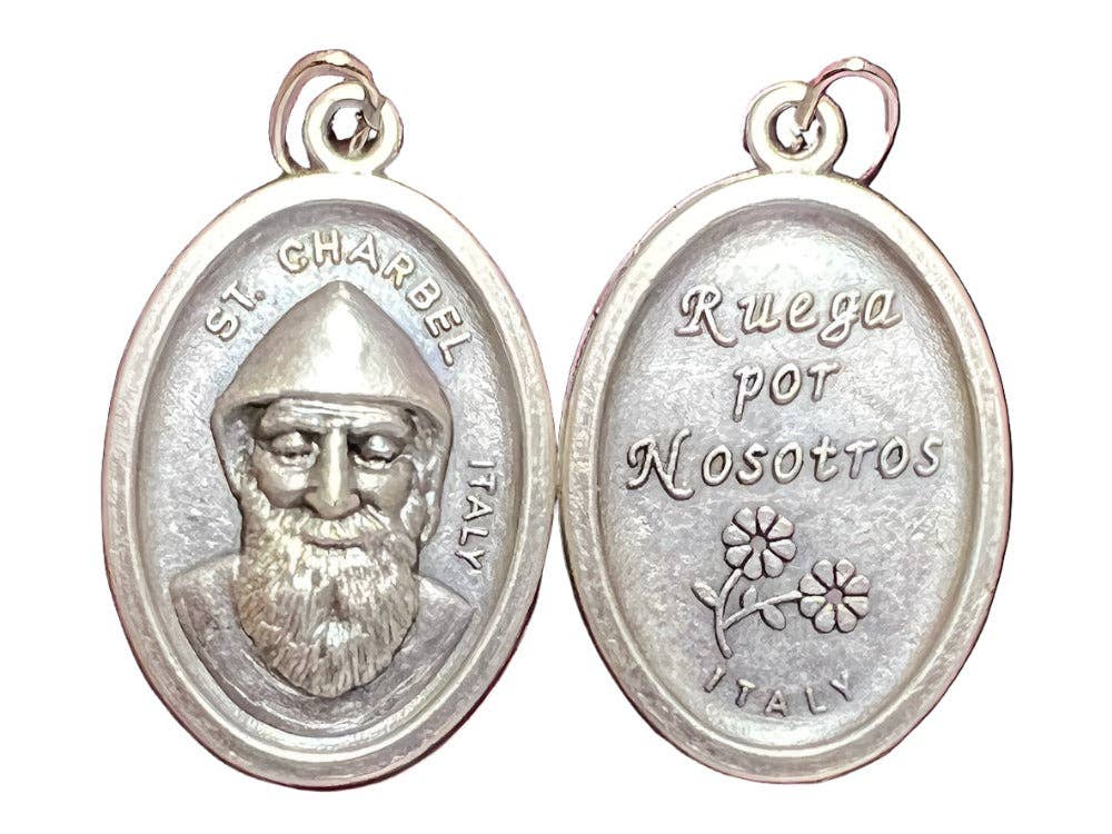 SAN JUDITAS RELIGIOUS ARTICLES - Wholesale Individual Charm/Pendant - OXIDIZED ITALIAN MEDAL: ST. CHARBEL MAKHLOUF0