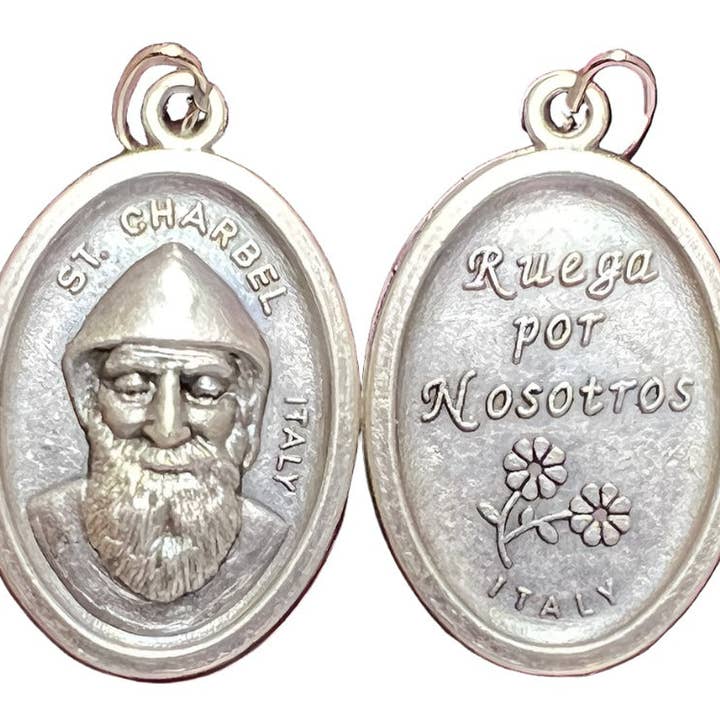 SAN JUDITAS RELIGIOUS ARTICLES - Wholesale Individual Charm/Pendant - OXIDIZED ITALIAN MEDAL: ST. CHARBEL MAKHLOUF