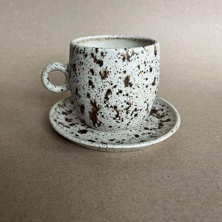Dalmatian Jasper Speckled Espresso Cappuccino Cup Set for wholesale by Ninth House Goods