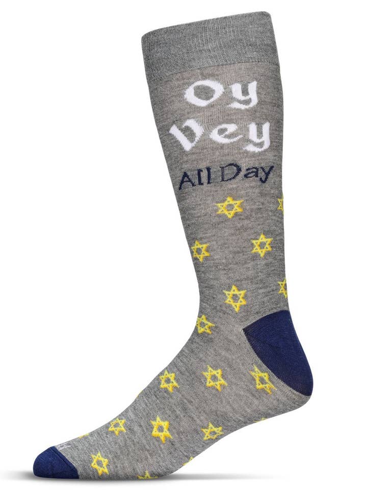 Med Gray Heather Men's Oy Vey All Day Bamboo Crew Socks for wholesale on Faire0