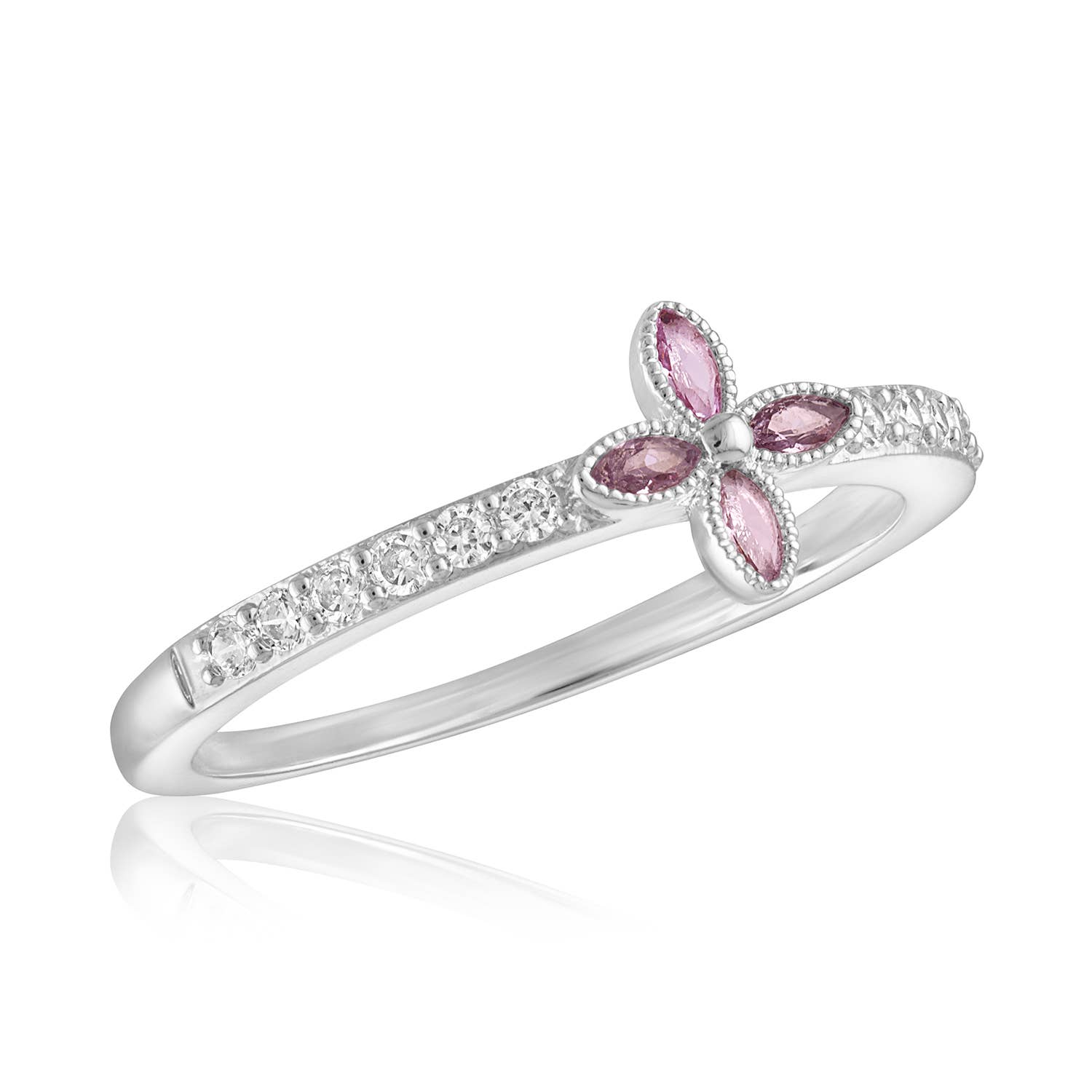 Center Court - Wholesale Band/Stacked Ring - Stacks: CZ Rose Flower Ring0