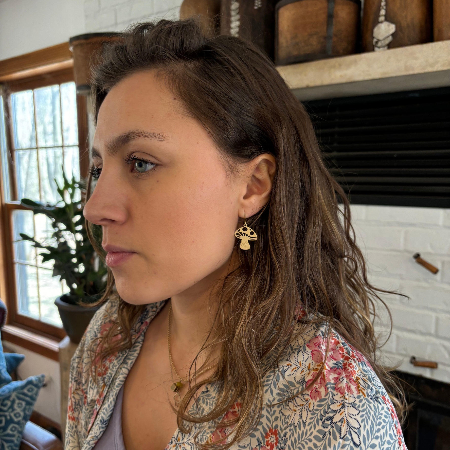 Seeds - Wholesale Dangle Earrings - Nature Charm Earrings | Mushrooms Bees Flowers Brass3