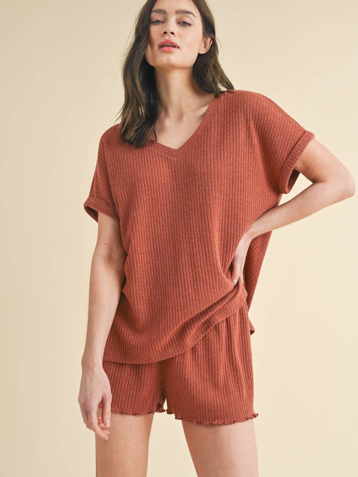 RIBBED KNIT TWO PIECE SET / WL24-8751 for wholesale by Wishlist Apparel