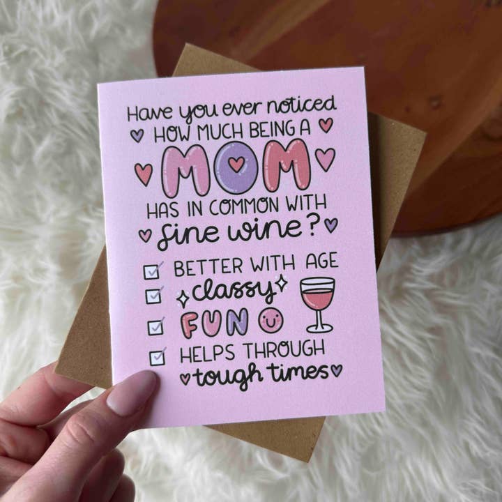 Funny Mom and Wine Mother's Day Card for wholesale by Big Moods