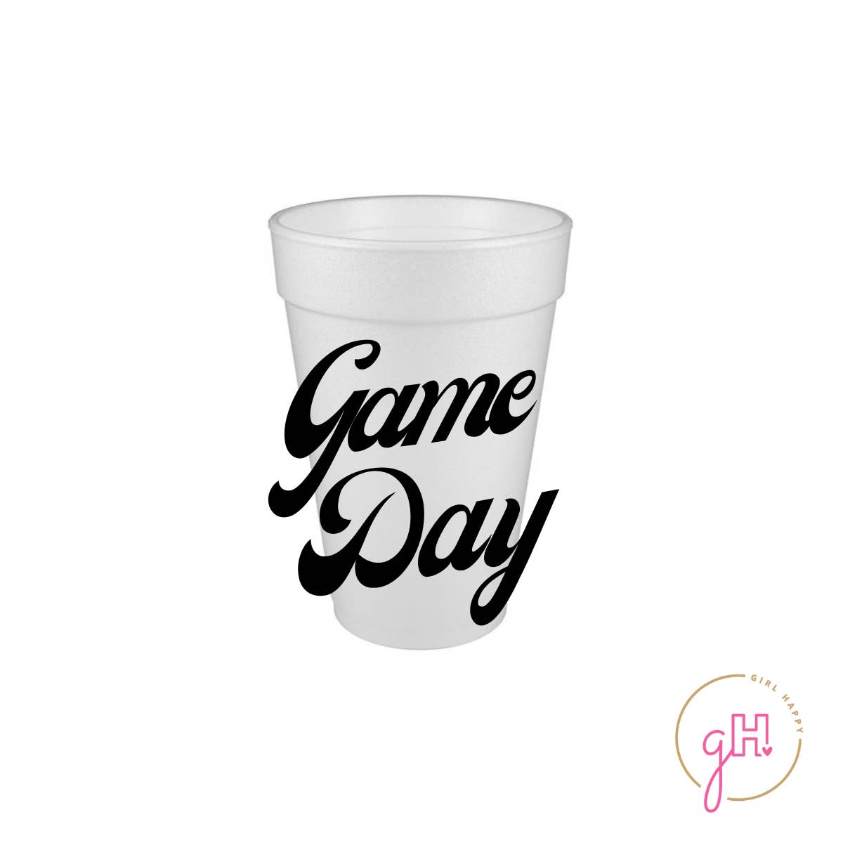 Girl Happy - Wholesale Disposable Cup - Game Day (black) Styrofoam Cup