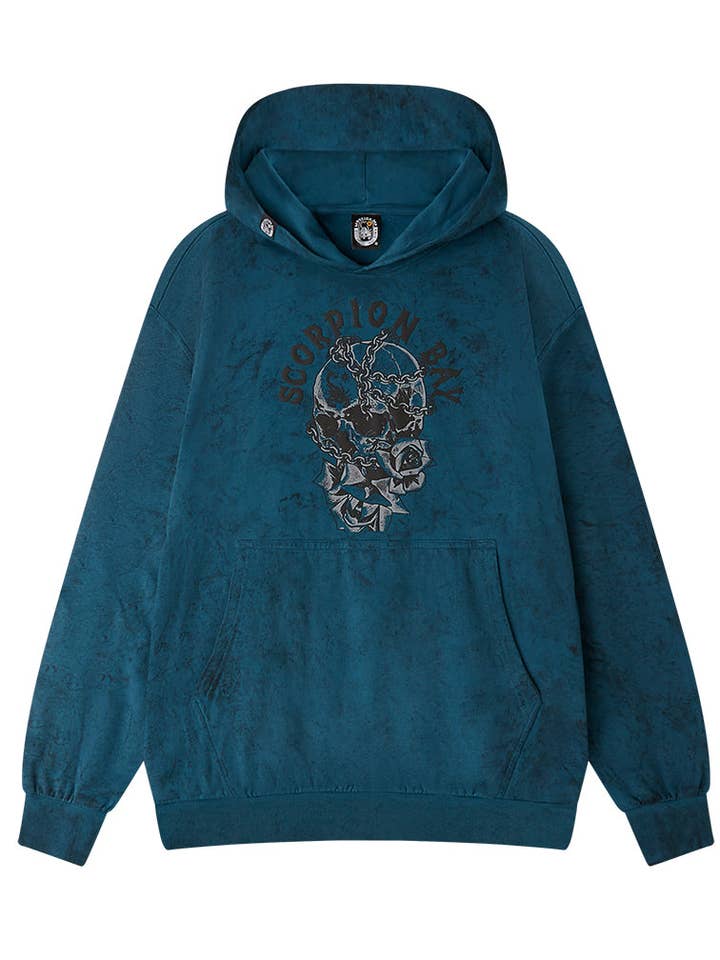 Dirty "Chained Skull & Roses" hoodie voor heren voor wholesale door Scorpion Bay