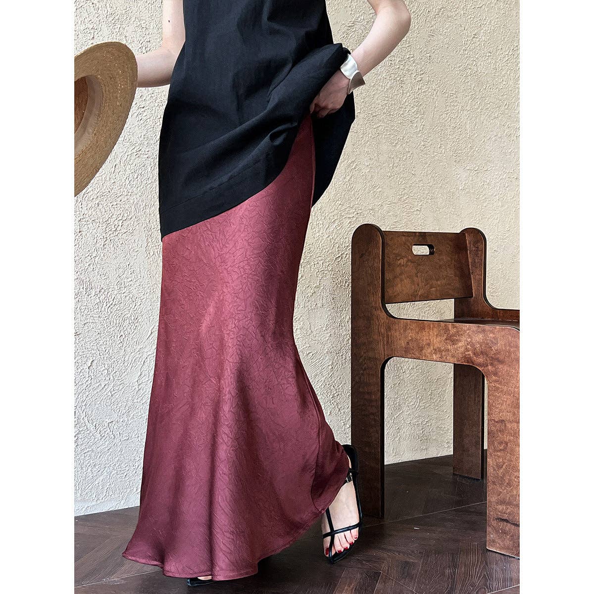 Marayn - Wholesale Skirt - Women's - 2025 NEW French Satin Mermaid Skirt Chic Autumn Elegance1