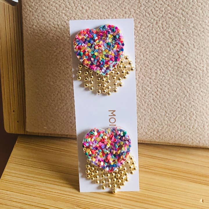 Nyango earrings in recycled leather and gold-plated brass for wholesale by Moni Kréation