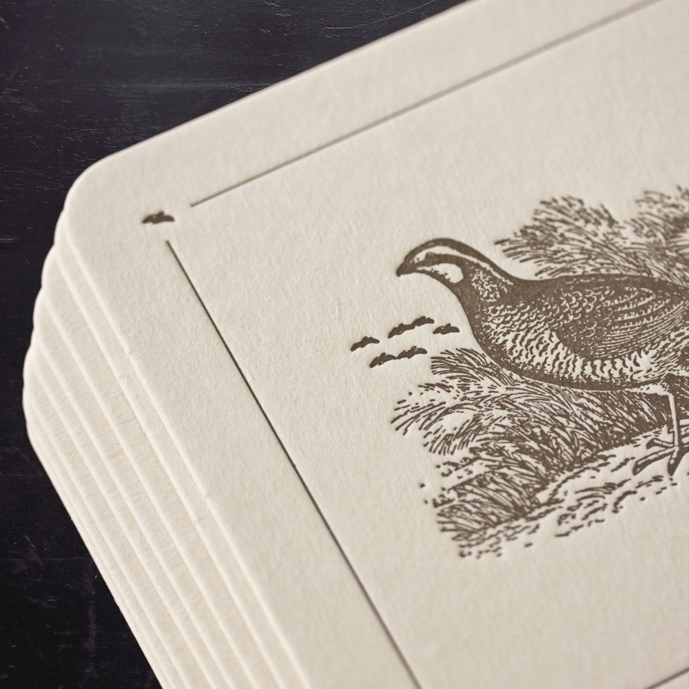 Ancesserie Letterpress - Wholesale Coasters - Quail Coasters1