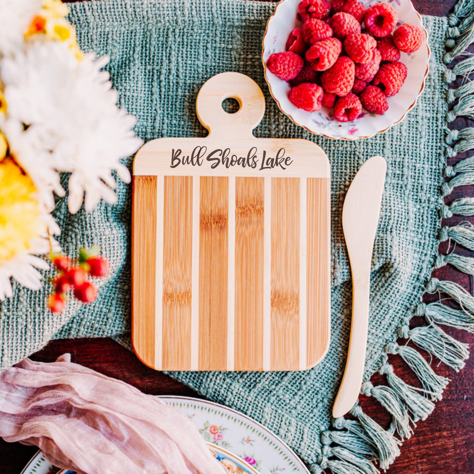The Lillie Pad - Wholesale Cheese Board - Custom Lake Name  Serving and Cheese Paddle Board - Bamboo0