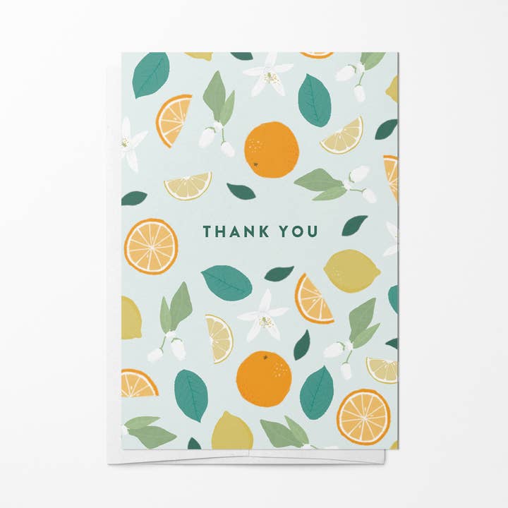 Citrus & Floral Thank You Mini Enclosure Card for wholesale by Joy Paper Co.
