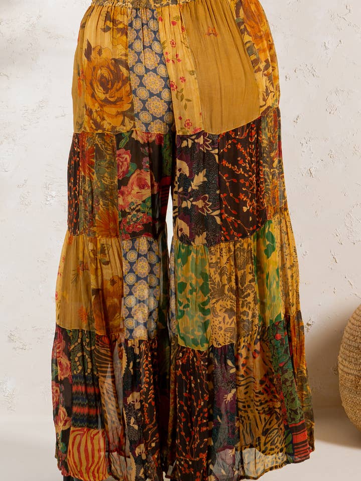 Young Threads - Wholesale Pants - Women's - Retro Revival Long Flared Patchwork Pants (New Color)32