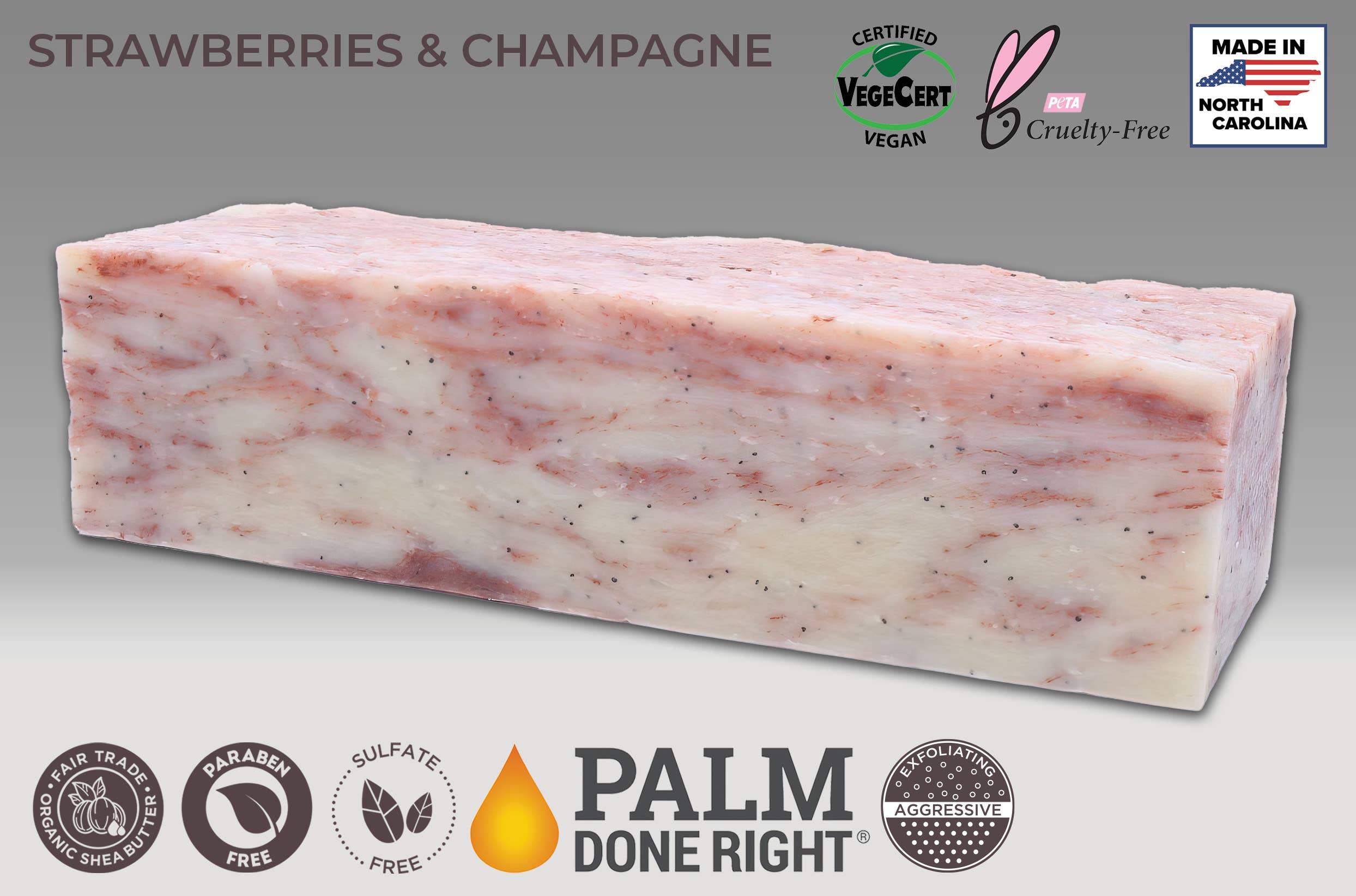 Adams Handmade Soap - Vente Pains de savon - Savon aux fraises et au champagne1