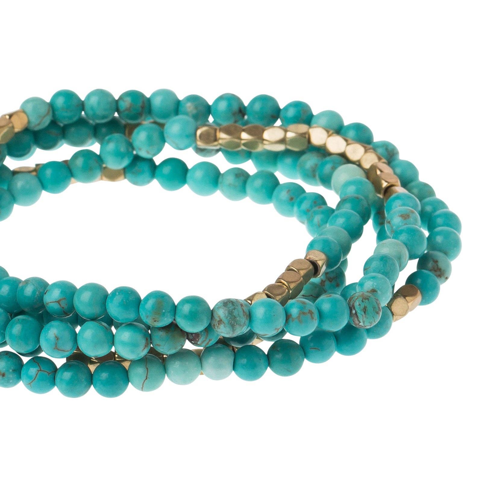 Scout Curated Wears - Wholesale Beaded Bracelet - Stone Wrap: Turquoise/gold - Stone of the Sky2