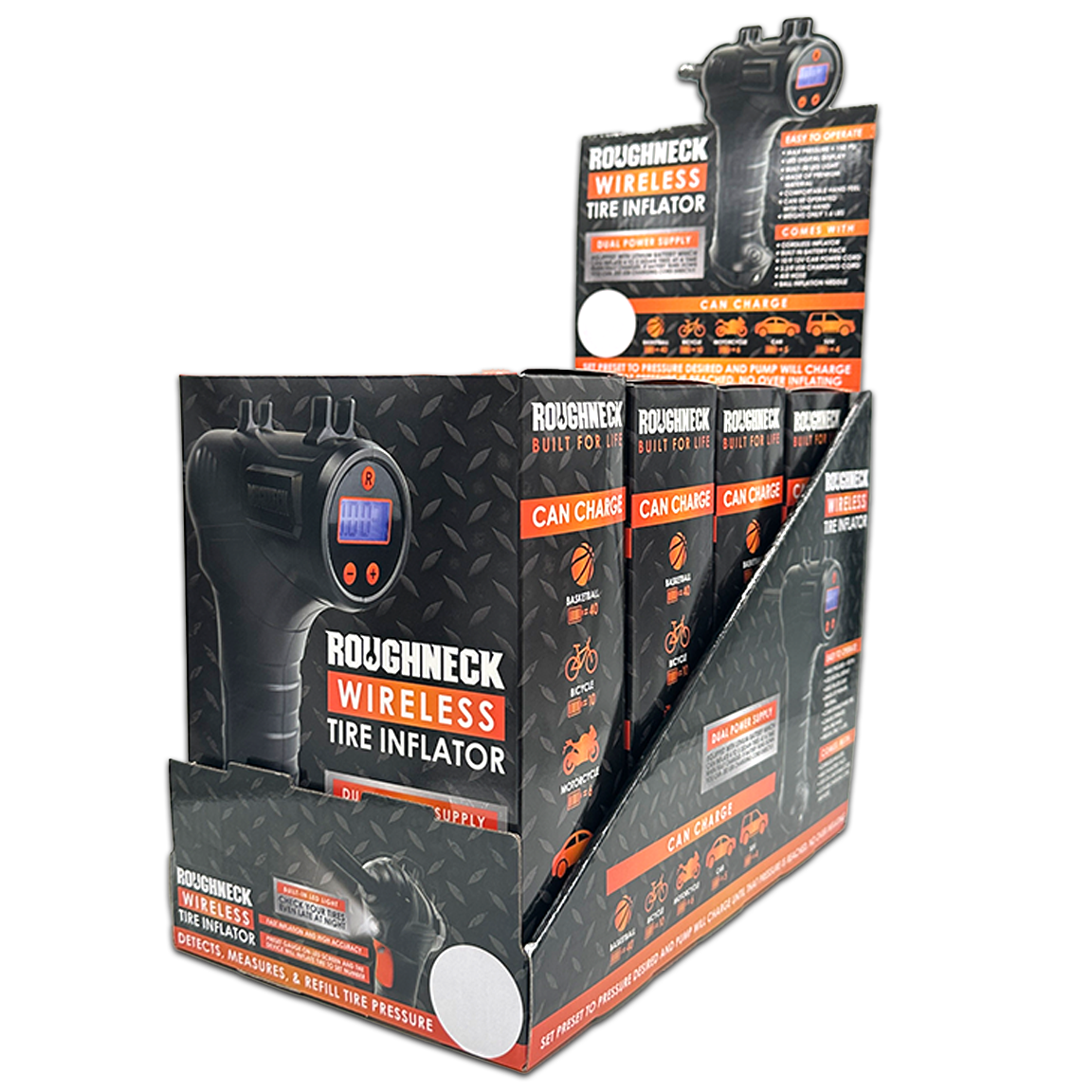 Novelty Brands - Wholesale Handy Tool - Roughneck Car Wireless Tire Inflator Pump - 4/Display1