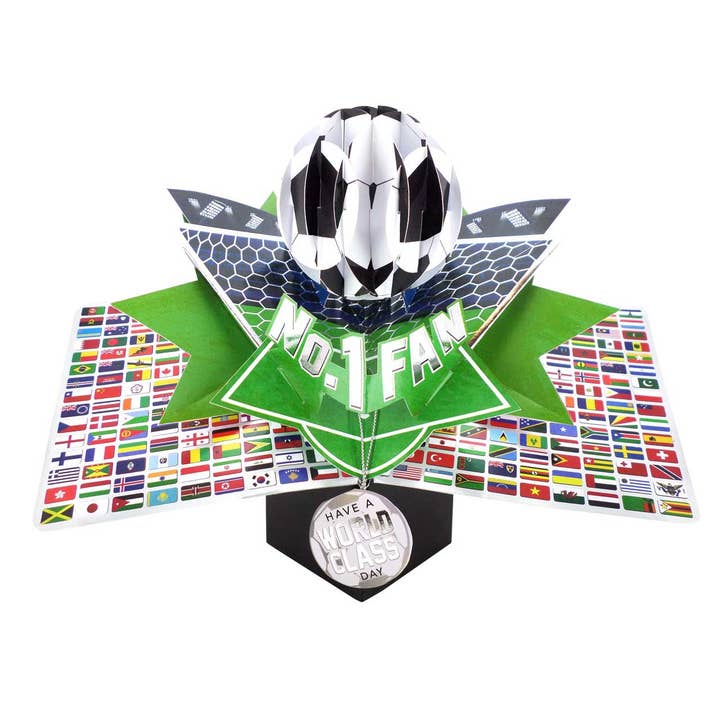 Second Nature Ltd - Wholesale Birthday Card - Football World Cup Flag - Pop-Up Greeting Card Second Nature