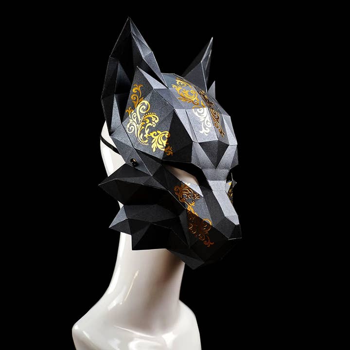 PAPERCRAFT WORLD - Wholesale DIY Craft Kit - 3D PaperCraft Futuristic Fox Origami Mask - Black14