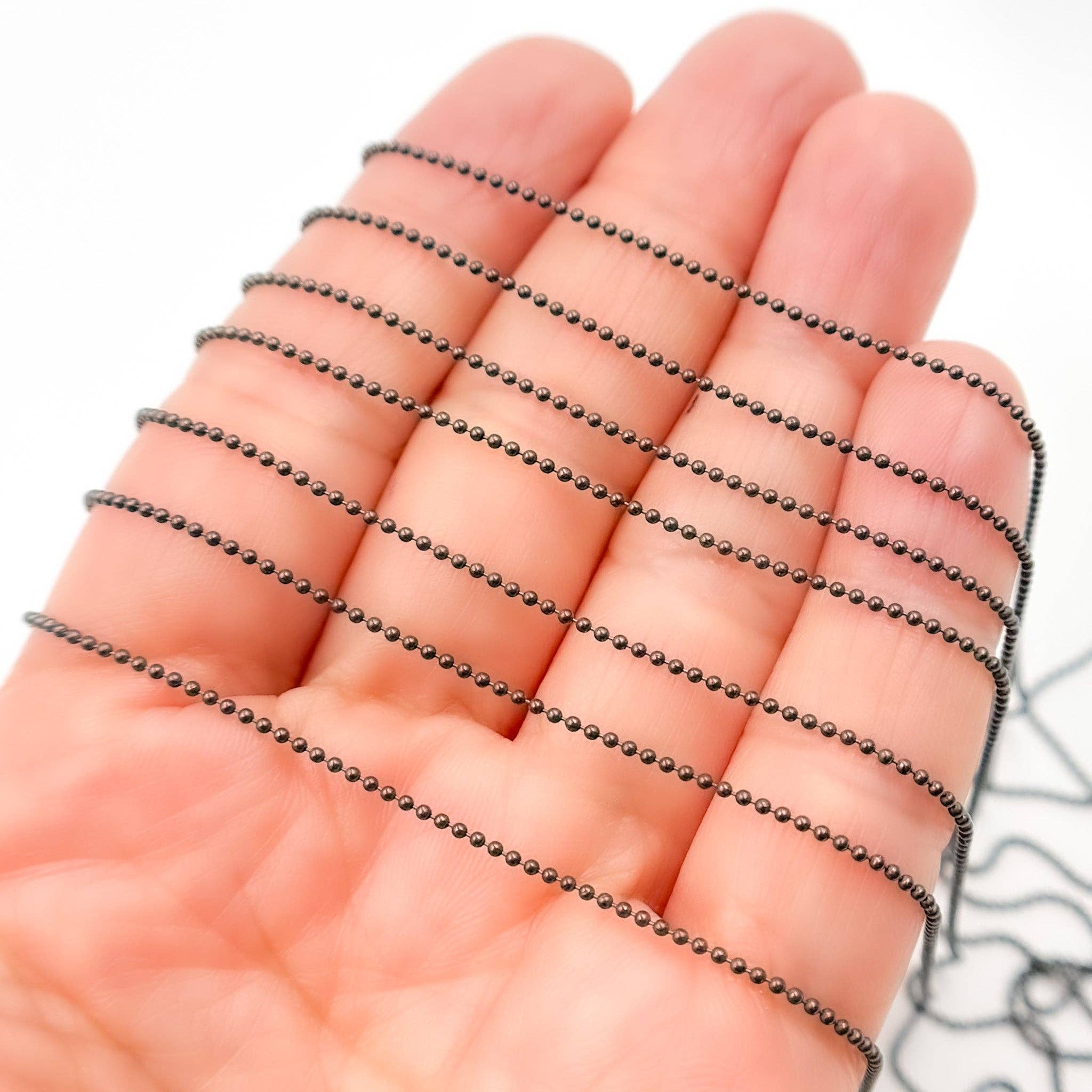 Tresor Jewelry Inc. - Wholesale Link & Chain Necklace - V111BR. Black Rhodium Sterling Silver Black Rhodium Ball Chain3