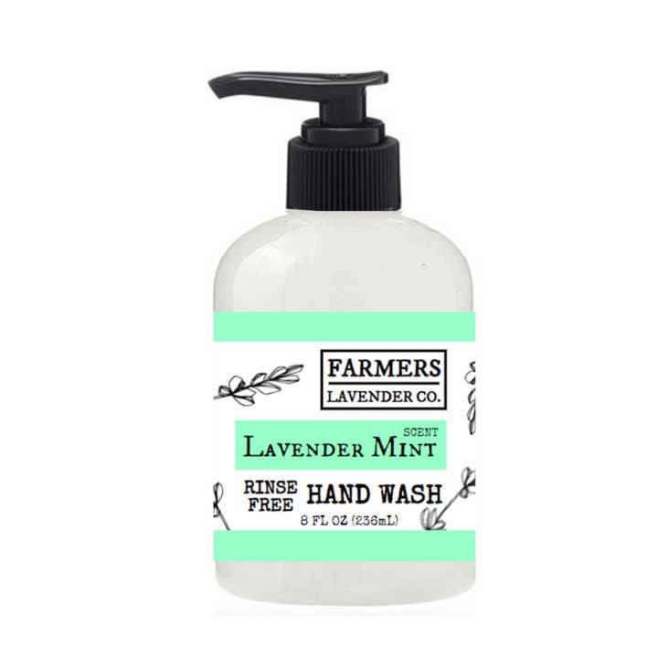 Lavender Mint Rinse Free Hand Wash 8 FL OZ for wholesale by FARMERS Lavender Co.