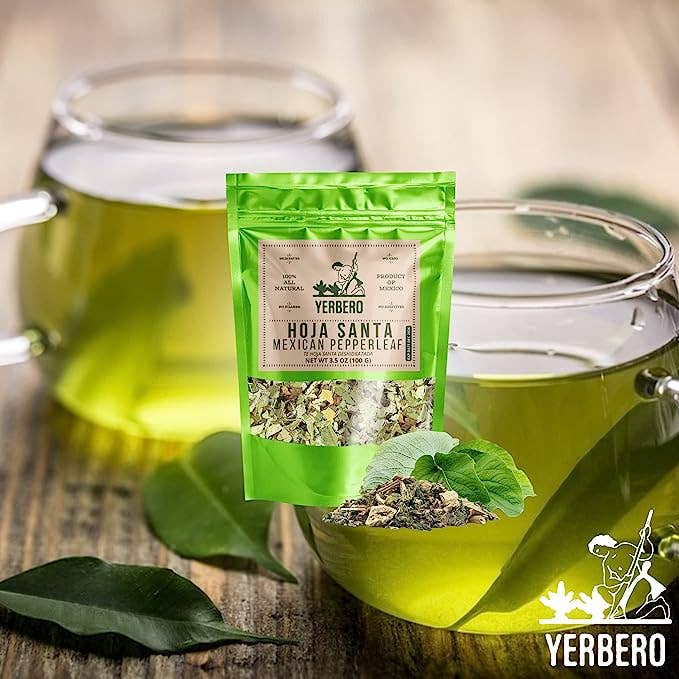 YERBERO - Wholesale Loose Tea - Yerbero - Premium Loose Hoja Santa Tea 3.5 oz (100 gr) | Hoja Santa Te Herbal (Tallos & Hoja Deshidratada) | Makes 30+ Cups | Mexican Pepperleaf |